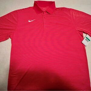 Nike Men’s Bright Red Striped Polo Shirt